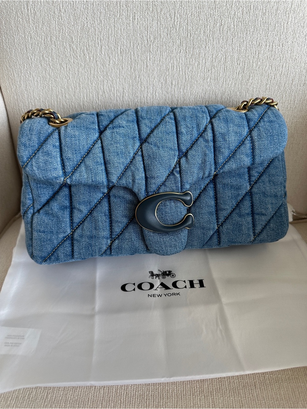 Coach Quilted Denim Tabby 26 In Indigo Blue